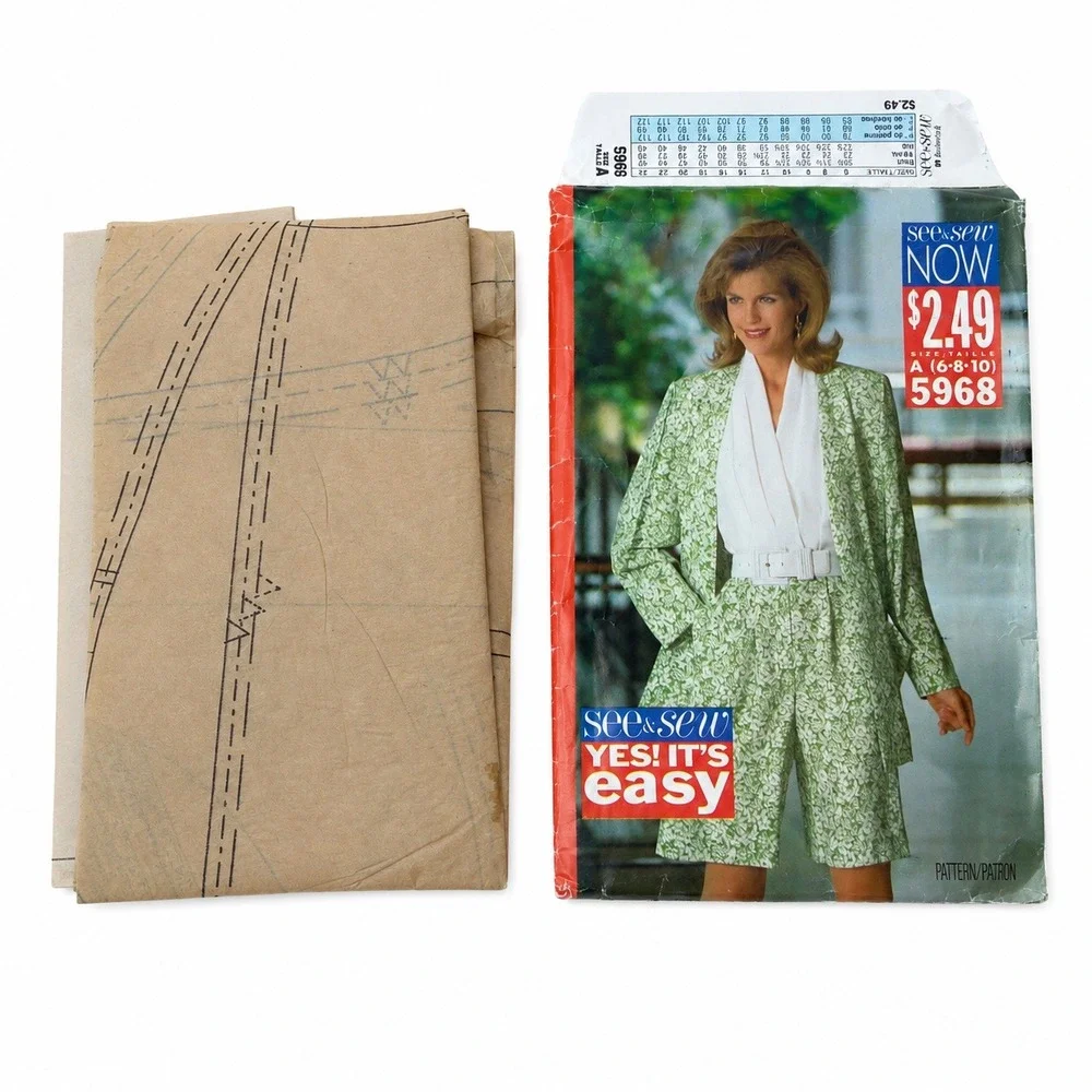Vintage Butterick See & Sew 5968 Sewing Pattern Jacket Jumpsuit Sz 6-10 1992